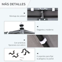 Outsunny  Cenador de Jardín 4x3 m Pérgola Montado en Pared con Toldo y 16 Orificios de Drenaje Marco de Metal y Poliéster 180 g/m² para Patio Terraza Gris(m-5)