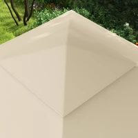 Outsunny Cenador de Jardín 3x3x2,7 m con Doble Techo Paredes Laterales Desmontables y Marco Metálico Crema(m-9)