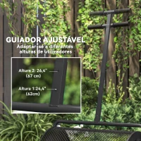 Outsunny Espalhador de Composto 300L 70x40x112 cm Espalhador de Adubo para Relvado com Guiador Ajustável Cesto de Rede Metálica Preto(m-6)