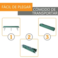 Outsunny Cama de Acampada Plegable con Marco Metálico Carga 136 kg para Playa Senderismo 193x64x40 cm Verde(m-5)