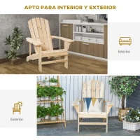 Outsunny Silla de Jardín Adirondack Asiento Extra Ancho Carga 150 kg para Patio Terraza Balcón 78x89x88 cm Natural(m-5)
