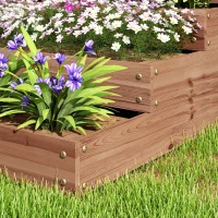 Outsunny Floreira de Madeira Elevada de 4 Níveis com Desenho em Escada para Cultivos Plantas e Flores  113x113x46 cm Castanho Escuro(m-9)