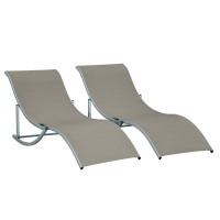 Outsunny Conjunto de 2 Tumbonas de Jardín Tumbonas Plegables con Marco de Aluminio Texteline para Piscina Patio 165x61x63 cm Gris