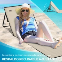 Outsunny Conjunto de 2 Esterillas de Playa con Respaldo Reclinable y Bolsa de Transporte para Jardín Camping 142x51x40 cm Beige(m-5)