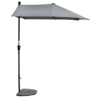 Outsunny  2 x 2 m Sonnenschirm Halbrundschirm Balkonschirm mit Halterung wasserabweisend für Garten Terrassen Höfe 100% Polyester Dunkelgrau(m-14)