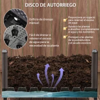 Outsunny Jardinera de Plástico con Ruedas y Agujeros de Drenaje para Cultivo de Plantas en Exterior 50x50x33 cm Marrón(m-5)