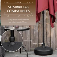 Outsunny Base de Sombrilla Rellenable de Agua 13 kg o Arena 19 kg Soporte de Parasol Redondo Apto Postes de Ø32-38 mm para Jardín Patio Terraza Ø38x21,5 cm Negro(m-4)