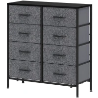 HOMCOM Fabric Chest of Drawers, Industrial Bedroom Dresser with 8 Fabric Drawers, Steel Frame and Wooden Top for Nursery, Living Room, Hallway, Black(m-11)