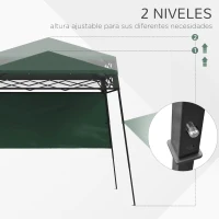 Outsunny Cenador Plegable 220x220x200 cm con 1 Pared Lateral Bolsa de Transporte Impermeable y Protección UV50+ Verde(m-6)