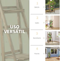 Outsunny Soporte para Plantas de Madera de 3 Niveles Estantería para Plantas Plegable Soporte para Macetas 40x37x93 cm Natural(m-7)