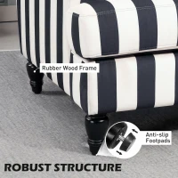 HOMCOM Modern Cuddle Chair, Velvet Single Sofa Armchair with Stripe, Turned Legs and Wide Seat, Upholstered Snuggle Chair for Living Room, Bedroom, Black and White(m-6)