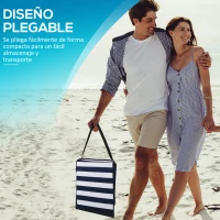 Outsunny Conjunto de 2 Esterillas de Playa Plegable con Respaldo Reclinable y Bolsa de Transporte 142x51x40 cm Blanco y Azul(m-6)