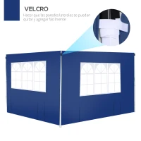 Outsunny 2 Paredes Parte Laterales para Carpa 3x2 Lado Parasol de Gazebo Tela Oxford con 2 Ventanas Medidas Apto para 3x3 3x6 Azul(m-5)