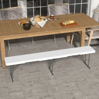 Outsunny Banco Exterior Plegable de 3 Plazas con Marco de Acero Carga 360 kg para Patio Terraza Balcón Camping 183x28x43cm Blanco(m-2)