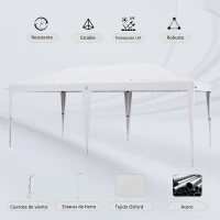 Outsunny Carpa Plegable 6x3 m con Altura Ajustable en 3 Niveles Bolsa de Transporte Anti-UV y Marco de Acero Blanco(m-6)