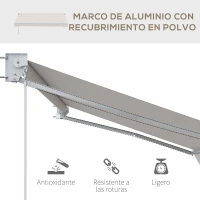 Outsunny Toldo de Pared Apertura Manual de Aluminio y Poliéster UV50+ para Exterior con Manivela 200x295 cm Blanco Crema(m-7)