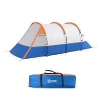 Outsunny Tenda de Campismo Familiar para 2-3 Pessoas com 2 Áreas e Bolsa de Transporte Impermeável 420x200x150 cm Cinza e Laranja(m-11)