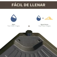 Outsunny Base para Sombrilla en 4 Partes Rellenable de Arena y Agua Desmontable para Jardín Patio al Aire Libre 100x100x10,5 cm Café(m-6)