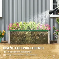 Outsunny Arriate de Jardín de Acero Incluye Guantes Huerto Urbano Jardinera Macetero Rectangular para Cultivos Plantas Flores para Terraza Balcón Exterior 125x47x40 cm Verde(m-5)