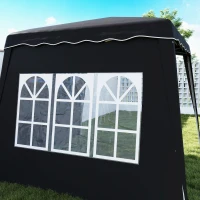 Outsunny 2.4 x 2.4m Two Wall Pop Up Gazebo - Black(m-9)