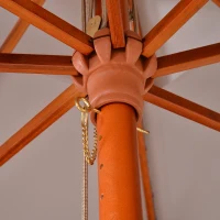 Outsunny Sombrilla de Jardín 3x3x3 m con Doble Techo Sistema de Polea Impermeable para Terraza Balcón Exterior Gris(m-8)