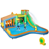 AIYAPLAY 8 in 1 Inflatable Bounce House with 680W Blower, Slide, 2 Pools, Basketball Hoop, Climbing Wall, Water Gun, Ring Toss(m-10)