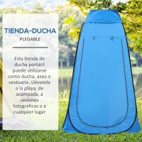 Outsunny Tienda de Ducha Portátil con Bolsa de Transporte para Baño Inodoro 120x120x190 cm Azul(m-4)