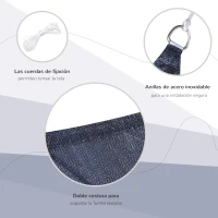 Outsunny Toldo Vela Rectangular 4x6 m con Anti-UV Anillas de Acero Inoxidable y Cuerdas de Nylon para Jardín Patio Azul(m-5)