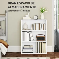 HOMCOM Estantería con 2 Ajustables y Sistema Antivuelco para Oficina Salón o Dormitorio 60x24x80 cm Blanco(m-4)