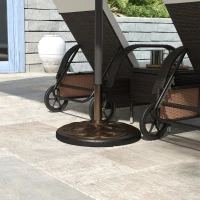 Outsunny Base para Sombrilla de Jardín Peso Neto 19 kg Soporte de Parasol Apto para Mástil de 38mm/48mm Resina para Terraza Patio Exterior Ø54,5x34 cm Bronce(m-2)