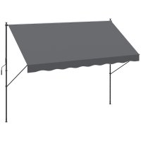 Outsunny Toldo Manual Retráctil 300x175x210-310 cm Ajustable con Manivela Protección Solar UV40+ para Balcón Terraza Gris