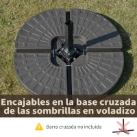 Outsunny Base para Sombrilla en 4 Partes Rellenable de Arena y Agua Desmontable para Jardín Patio al Aire Libre 100x100x10,5 cm Café(m-5)