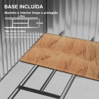 Outsunny Abrigo de Jardim 213x130x185cm Abrigo de Jardim Metálico de Exterior com 2 Portas Deslizantes e 4 Janelas Branco e Cinza(m-6)
