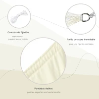 Outsunny Toldo Vela Rectangular 6x4 m Vela de Sombra para Jardín Patio Terraza Poliéster Anti UV Color Beige(m-4)