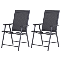 Outsunny Conjunto de 2 Sillas Plegables para Exterior con Reposabrazos  para Jardín Terraza Carga 110 kg 58x64x94 cm Negro