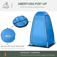 Outsunny Tienda de Ducha Portátil con Bolsillo Bolsa de Transporte y UV 20+ para Baño Inodoro 126x124x189 cm Azul(m-5)
