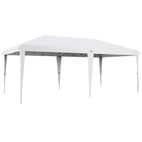 Outsunny Carpa Plegable 6x3 m con Altura Ajustable en 3 Niveles Bolsa de Transporte Anti-UV y Marco de Acero Blanco(m-1)