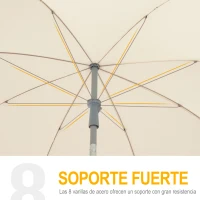 Outsunny Sombrilla de Playa Diámetro de Ø202 cm con Techo Inclinable Poste Desmontable y Pincho Inferior para Jardín Beige(m-7)