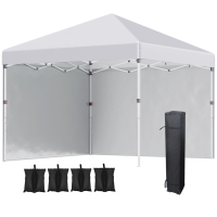 Outsunny Carpa Plegable Pop-up 3x3 m con 2 Paredes Laterales Anti-UV Altura Ajustable Sacos de Arena y Bolsa de Transporte Blanco