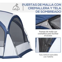 Outsunny Carpa Portátil de Camping para 6-8 Personas con 4 Mosquiteros Gancho y Bolsa Anti-UV 350x350x230 cm Blanco y Azul(m-5)