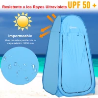 Outsunny Tienda de Ducha Pop Up con Protección UV Techo Impermeable y Asa para Camping Playa 100x100x185 cm Azul(m-5)