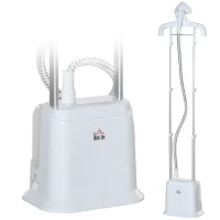 HOMCOM Upright Garment Clothes Steamer with 6 Steam Setting, 45s Fast Heat-up, 1.7L Water Tank and 45min Steamer, Wrinkle and Odour Remover, White(m-10)