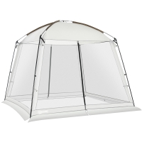 Outsunny Carpa de Jardín 3x3 m para 6-8 Personas con 4 Mosquiteras y 2 Puertas Protección UV50+ con Bolsa de Transporte Blanco