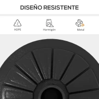 Outsunny Base para Sombrilla de HDPE Rellenable de Cemento Peso 13 kg para Postes de Parasol de Ø38/48 mm Ø43x32 cm Negro(m-5)