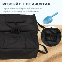 Outsunny Juego de 2 Bolsas de Arena Peso para Sombrilla 50kg con Pala y Asas Cubierta de Tela Oxford Impermeable 50x25x18cm Negro(m-6)