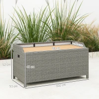 Outsunny 130 L Rattan Garden Storage Box, with Seat - Grey(m-3)
