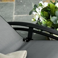 Outsunny Tumbona Reclinable de Aluminio con Respaldo Ajustable en 5 Posiciones y Reposacabezas Extraíble Acolchado Textelino(m-8)