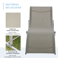 Outsunny Conjunto de 2 Tumbonas de Jardín Tumbonas Plegables con Marco de Aluminio Texteline para Piscina Patio 165x61x63 cm Gris(m-6)