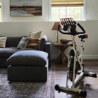 HOMCOM Exercise Bike, 8kg Flywheel Stationary Bike Indoor Cycling Machine with Adjustable Resistance Seat Handlebar, White(m-12)