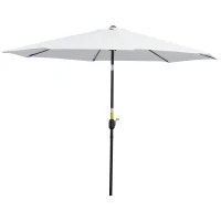Outsunny Sombrilla de Jardín Ø295x250 cm con Manivela Parasol Exterior con Mecanismo de Inclinación y Poste Desmontable de Metal para Terraza Piscina Patio Blanco(m-11)